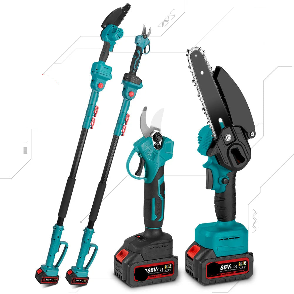 Telescopische Mini Kettingzaag - Snoeizaag - Kettingzaag - Handzaag -3-in-1 - Draadloos - 3500W - 6 Inch - 20000RPM - Draagbaar en Veilig - 1 Accu - 1 Oplader