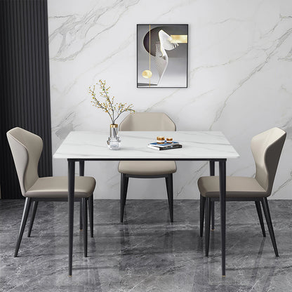 Eettafel – Tafel – Dinertafel – Keukentafel – Meubels – Modern Design – Sintered Stone Blad – Stevig Zwart Metalen Onderstel – Compact 80x80 cm – Hittebestendig - QUORE