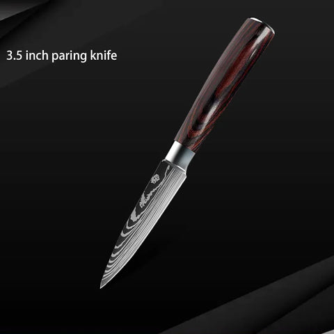 Keukenmessen - Knife set - Chef Knife - Knives - Kitchen Knife - Roestvrij staal met hoog koolstofgehalte - Damascus-tekening - Hakmesset - Santoku-koksmes - 10stuks