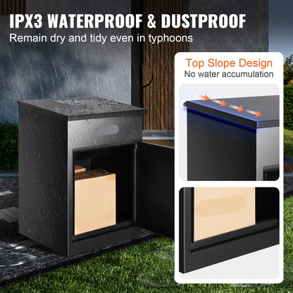 Brievenbus - Antidiefstal Brievenbussen - Wandgemonteerde - Waterdicht IPX3 - 23 Inch - Briefplaat - Grote Opslag met Slot voor Buiten - Zwart