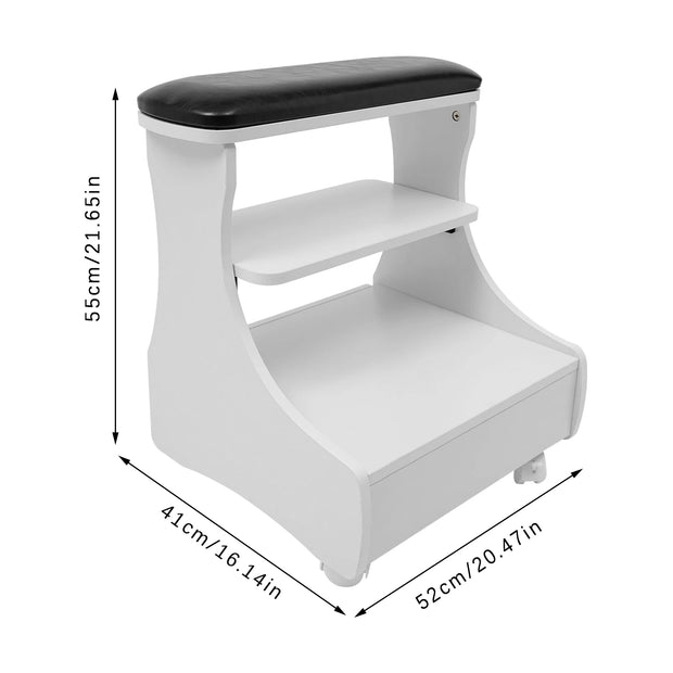 Pedicure Stool -  Nagelbank - Stoel schoonheidssalon - Manicure Chair - Footbath Stool with Wheels - 20kg - Zwart