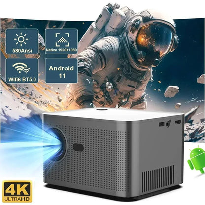 4K Android Projector – Mini Projector – Home Cinema Projector – Draagbare Beamer – Wifi Projector – Full HD 1080p Resolutie – Wifi 6 & Bluetooth 5.0 Connectivity
