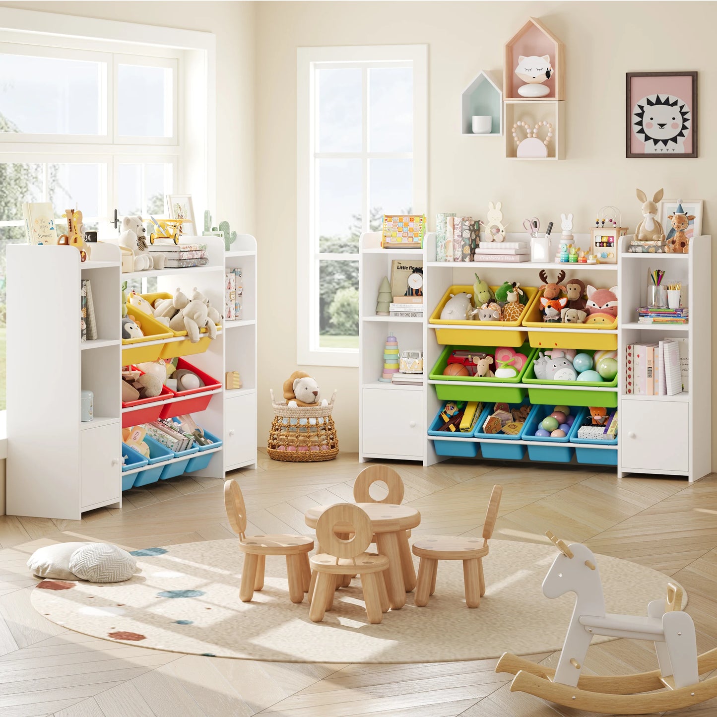 Speelgoedopbergkast – Speelgoedkast – Opbergkast Kinderkamer – Speelgoedbox – Boekenkast – Wit – 8 Uitneembare Bakken – Veilig Kindvriendelijk Ontwerp - QUORE