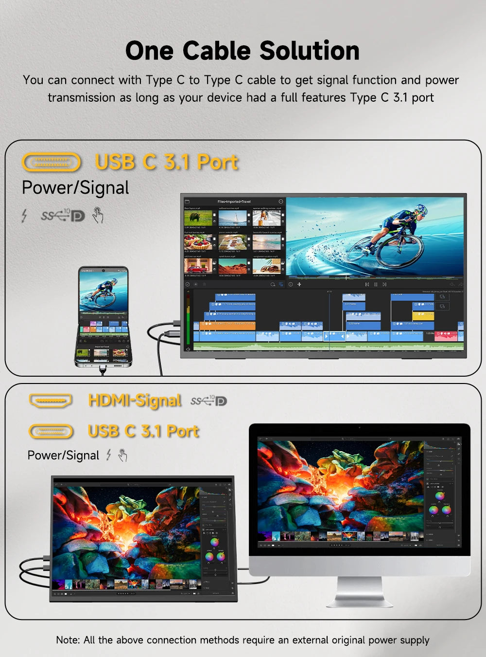 24" Draagbare Monitor – Extern Scherm – Gaming Monitor – Laptop Scherm – 24 Inch Monitor – 120Hz Verversingssnelheid – 100% sRGB Kleurnauwkeurigheid