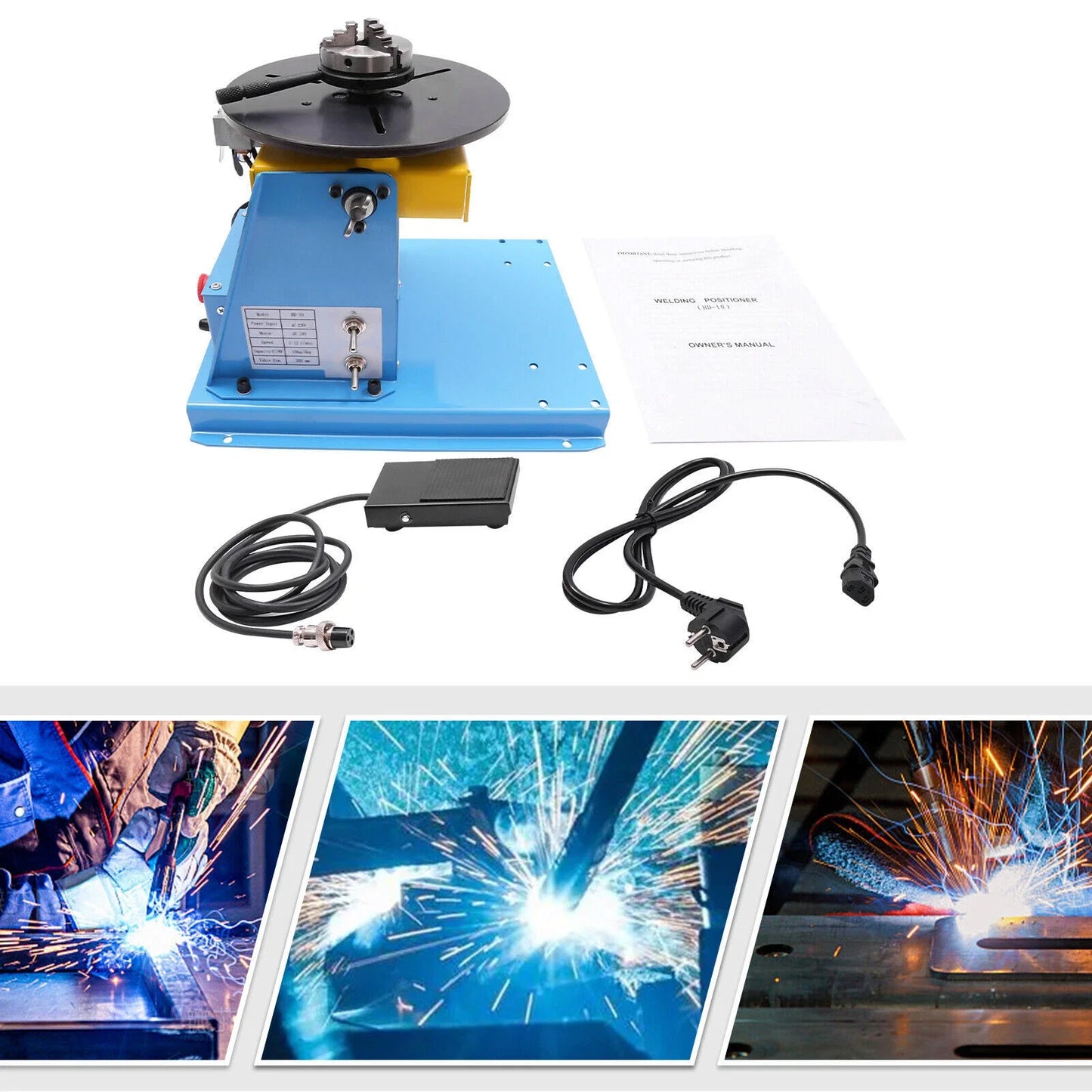 Werkstuk Positioneerder – Laspositioneerder – Metaalpositioneerder – Kantelbare Positioneerder – Met Voetpedaal – 20W Motor – Verstelbare Klem 2-58 Mm