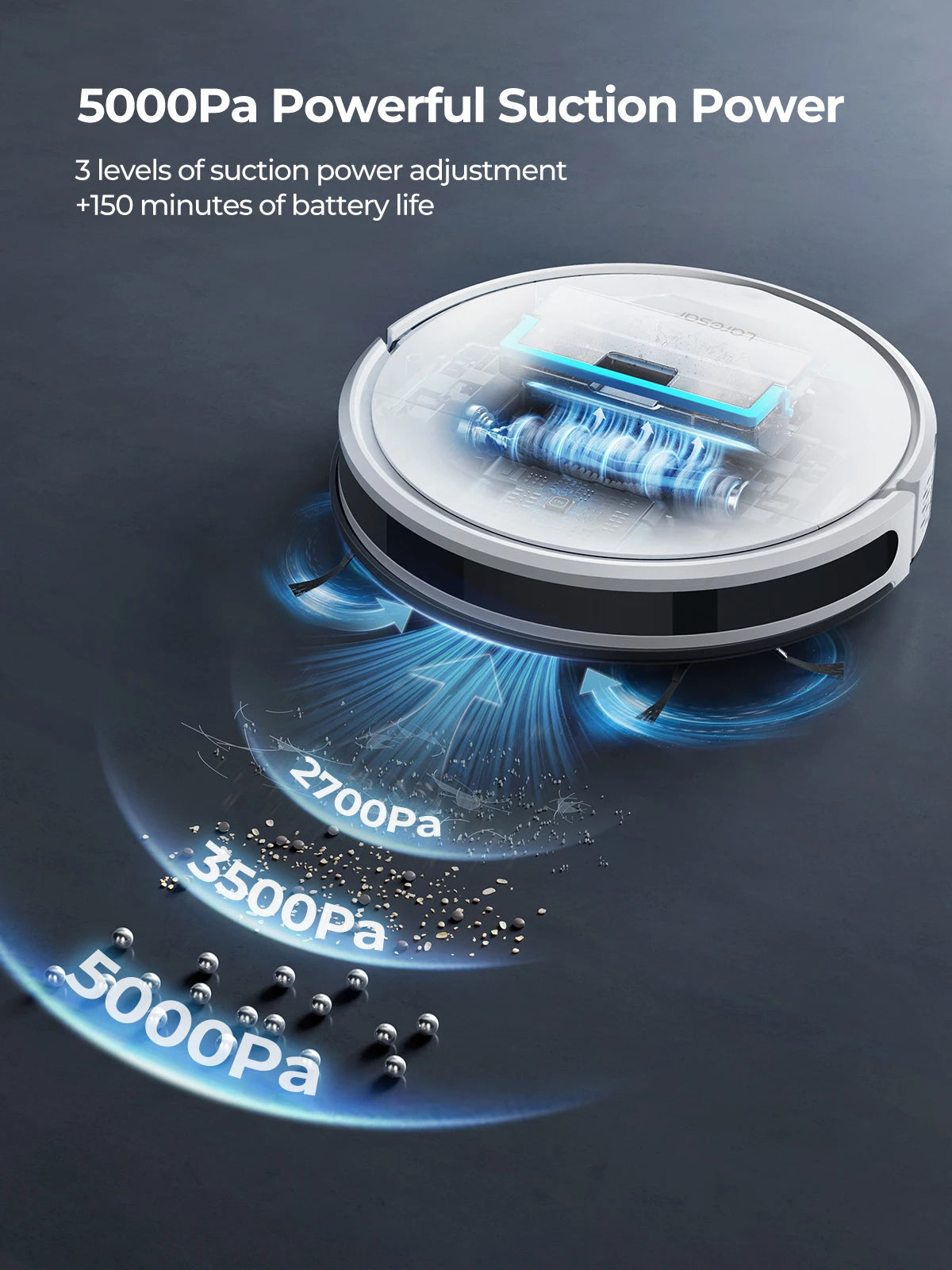 Robotstofzuiger - Stofzuiger - Dweilrobot - Vacuum Cleaner - Robotstofzuiger met Dweilfunctie - Dweilsysteem - 5000PA – Slimme Appbediening – Geplande Reiniging & Elektrisch Wassen
