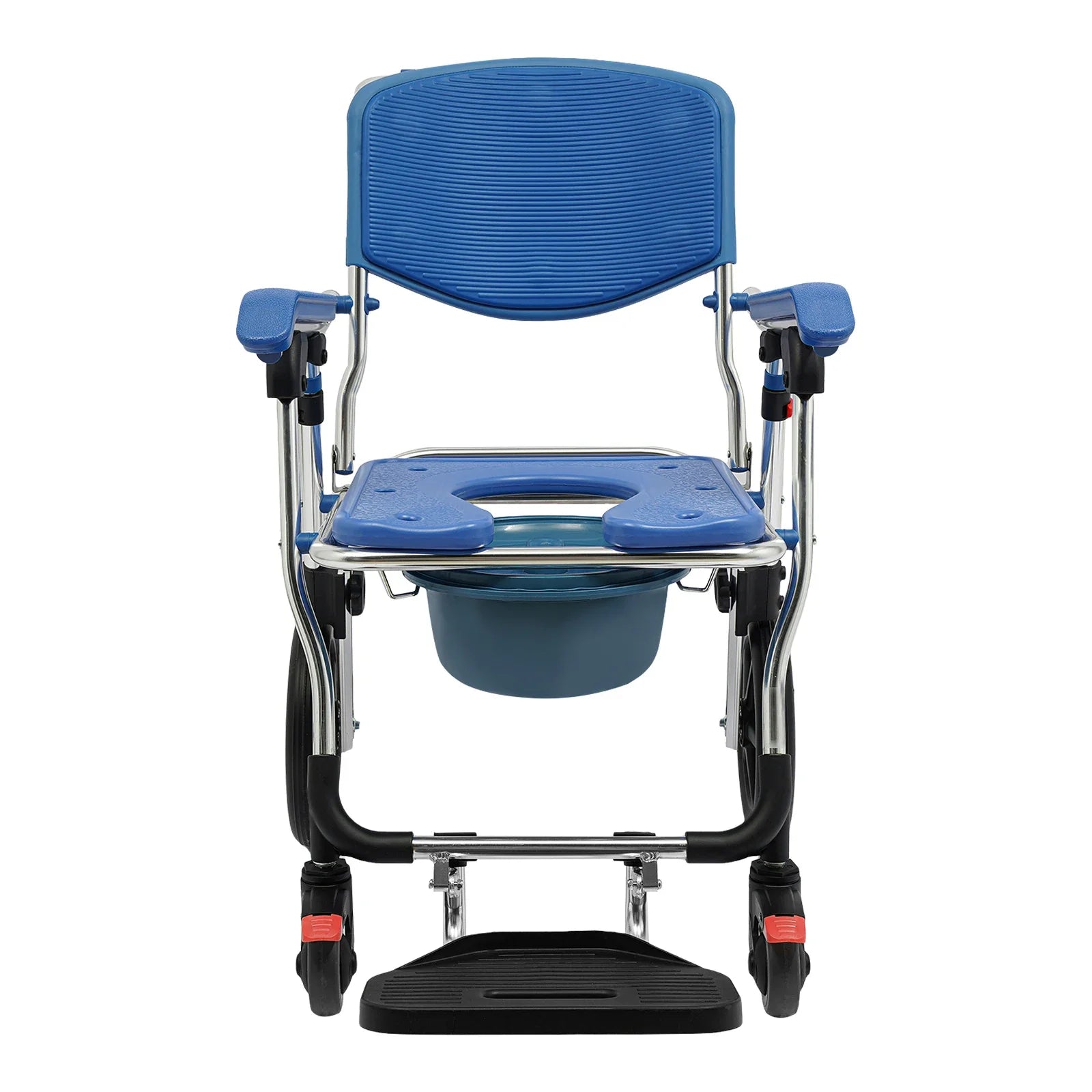 Doucherolstoel – Shower Commode Rolstoel – Bedpanstoel – Licht Aluminium Frame – Opvouwbaar Frame – Ergonomisch Kussen - QUORE
