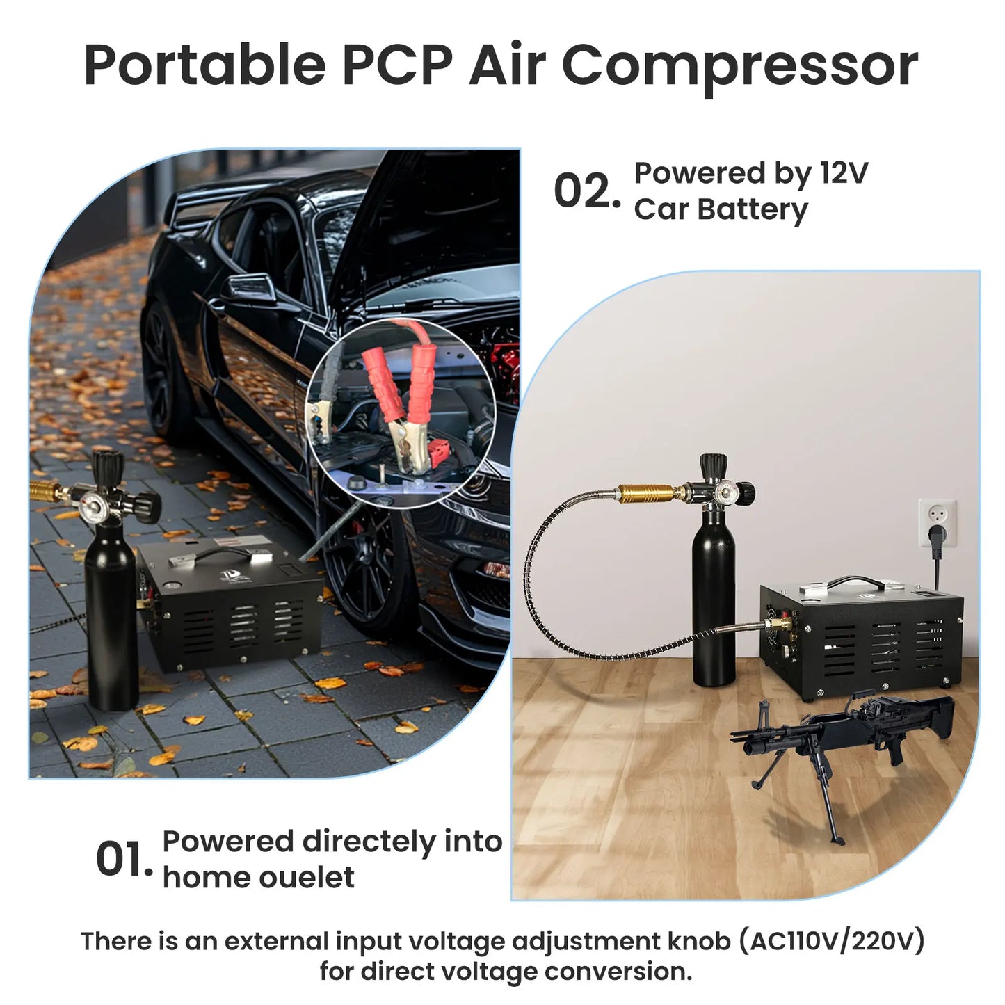 PCP Luchtcompressor – Duikcompressor – Luchtbuks Compressor – Paintball Compressor – Draagbaar – Olievrij – 300 Bar Vuldruk - QUORE
