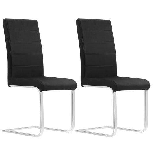 Eetkamerstoel - Eetkamerstoelen - Stoel - Ergonomische Stoel - 2 Stuks/Set - Gegalvaniseerd Metalen Frame - Hoge Rugleuning -  Zwart Fluweel - QUORE