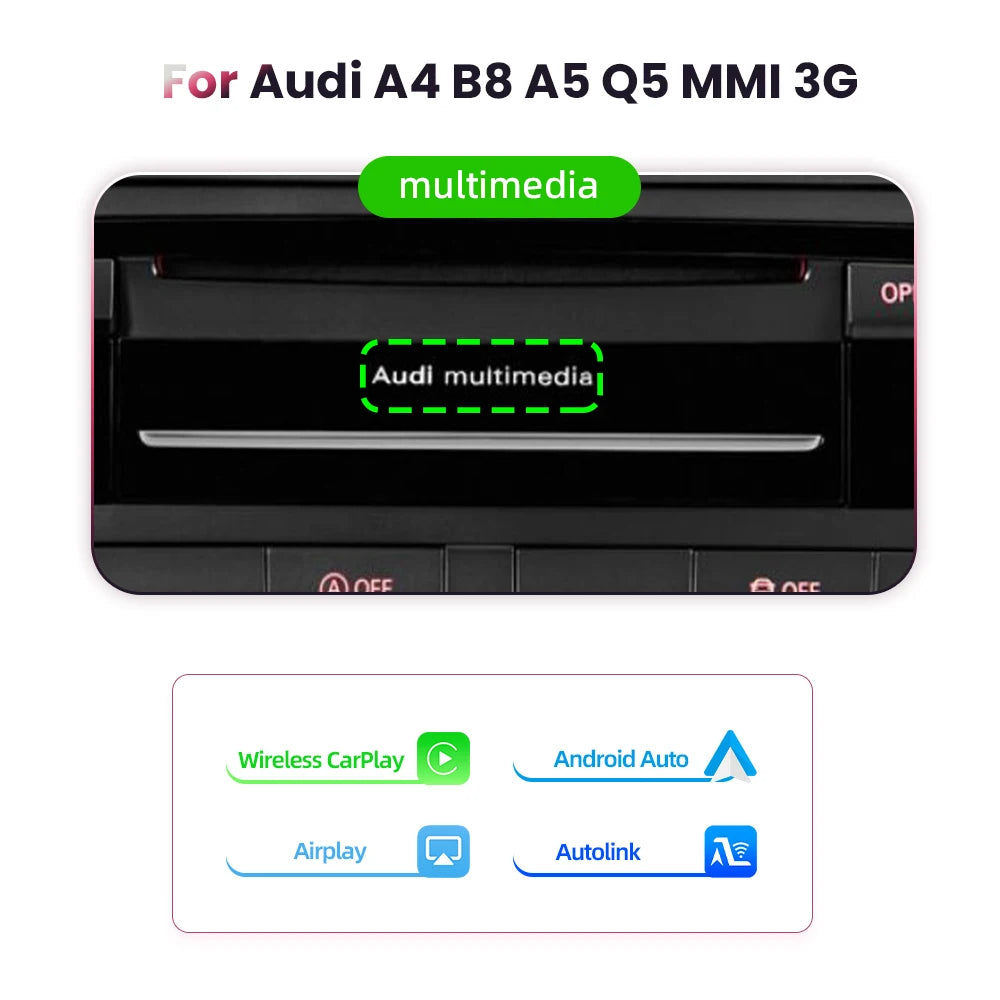Carplay Adapter – Draadloze Interface – Android Auto Adapter – Auto Dongle – MMI 3G Variant – Bluetooth Verbinding – GPS Navigatie Compatible