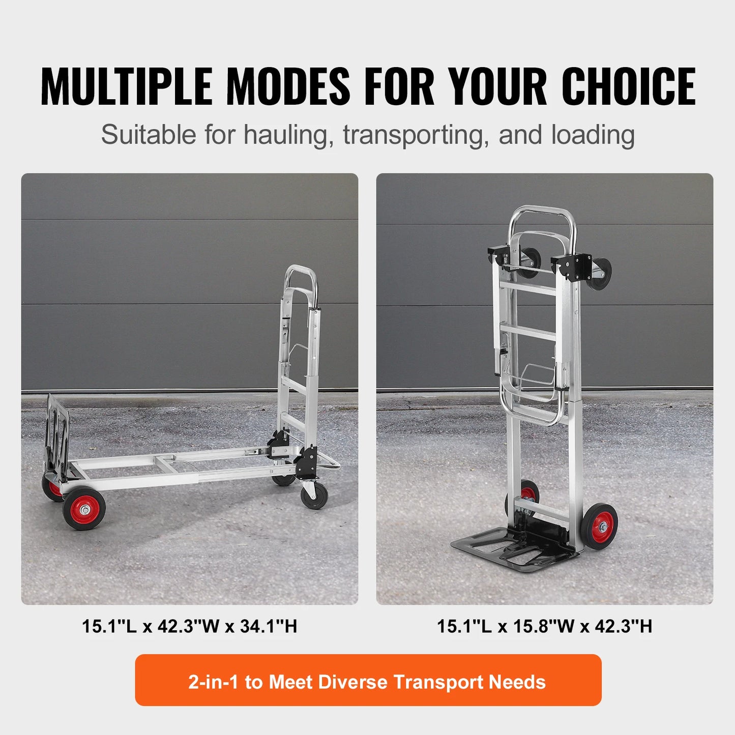 Steekwagen - Steekkar - Traploper - Transportwagen - Draagvermogen 136 kg - Vouwbare Handtruck - Aluminium Zware Industriële Dolly Kar - voor Transport en Verhuiswerk - Zilver