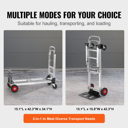 Steekwagen - Steekkar - Traploper - Transportwagen - Draagvermogen 136 kg - Vouwbare Handtruck - Aluminium Zware Industriële Dolly Kar - voor Transport en Verhuiswerk - Zilver