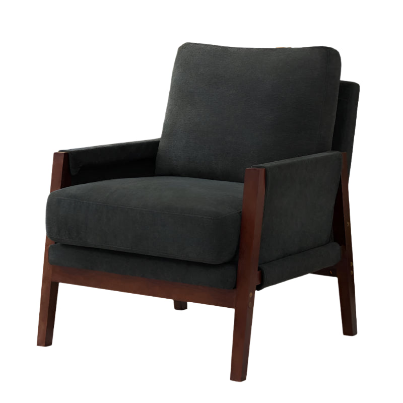 Relaxstoel – Loungestoel – Fauteuil – Leesstoel – Relaxfauteuil – Zitstoel – Chenillestof Bekleding – Massief Houten Frame - 76.5 x 83 x 95.5 cm - Wit