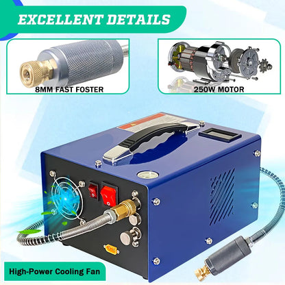PCP-luchtcompressor – Hoogdrukcompressor – Duikcompressor – Paintballcompressor – Olievrij – 8 Liter Per Minuut – 300 Bar - 4500Psi - 110/220V