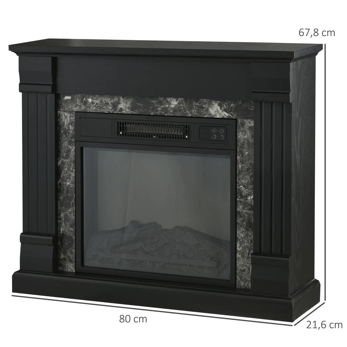 Elektrische Haard – Elektrische Open Haard – Sfeerhaard – Vlammenhaard – Haardkachel – 1800W Verwarming – Geschikt Voor 30 m² - QUORE