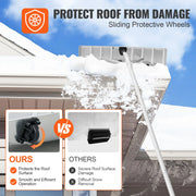 Snow Roof Rake – Adjustable Handle (1.5-6 m) – Aluminum Snow Thrower with Protective Wheels - 64 cm Wide Blade – Silver