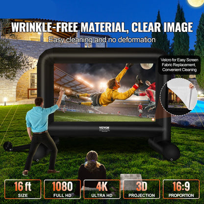 Beamer Scherm - Projector Scherm - Projector Screen - Projector Scherm voor Beamer - Projector Doek - Home Cinema Thuisbioscoop - Draagbare Beamer - Outdoor Projectie - 16ft - QUORE