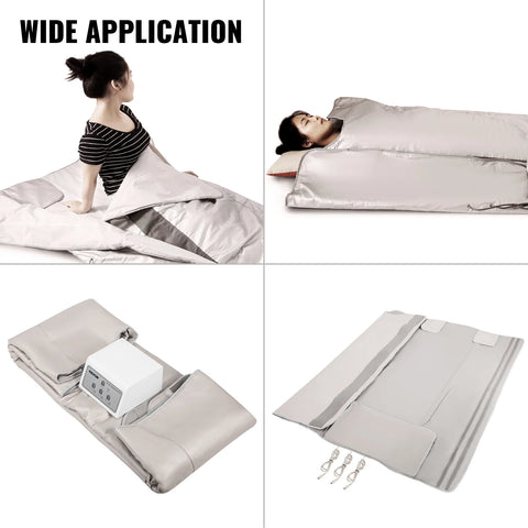 Vevor - Sauna Blanket - Infrared Therapy - 660W - 220V - 60Hz - Stress - Pain Relief - Fibromyalgia - Rheumatism - 3 Heating Zone - Grade A - Silver