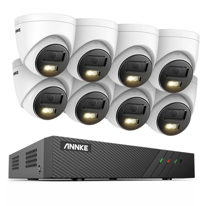 Beveiligingscamera Set – Camerasysteem – Bewakingscamera’s – IP Camera’s – Dome Camera’s – 8-Kanaals NVR Met 8 Camera’s – 6MP Resolutie – Ingebouwde 2TB HDD Storage