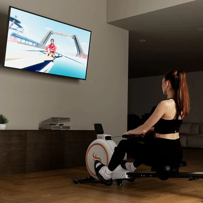 Roeimachine - Roeiapparaat - Magnetische Roeitrainer Fitness - Bluetooth Smart Rower - Geluidsstil - 32 Weerstandsniveaus - LED Display - 300LBS Draagvermogen - Wit