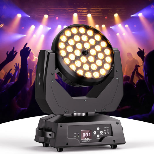 Movingheadlicht – Discolamp – Podiumverlichting – DJ Licht – Feestverlichting – EU Plug – RGBW 36x18W LED – 540° Draaibereik met DMX512 Besturing