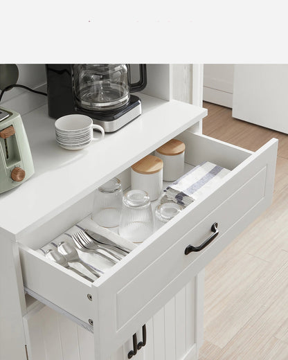 Buffetkast - Barkast - Keukenkasten - Buffetkasten - met Verstelbare Legplanken - Multifunctionele Opbergkast voor Keuken, Woonkamer of Hal - Wit - QUORE