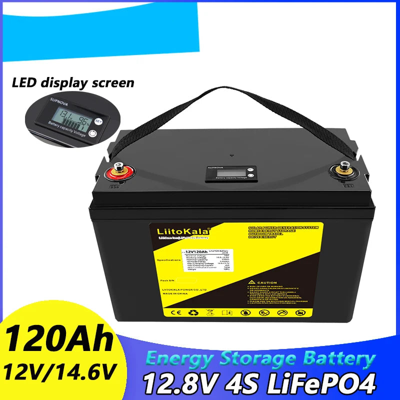 12.8V 120Ah LiFePO4 Accu – Lithium Batterij – Camper Accu – Off-Grid Accu – Golftrolley Accu – Lange Levensduur – Lichtgewicht Ontwerp