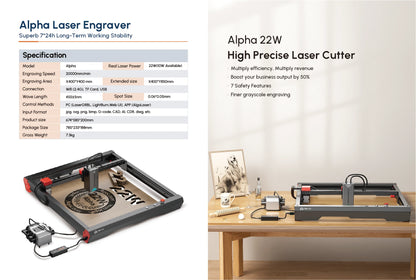 Lasersnijder – Lasergraveermachine – Laser Cutter – Laser Snijmachine – Laser Engraver – 20W Vermogen – Groot Werkoppervlak 400x400 mm