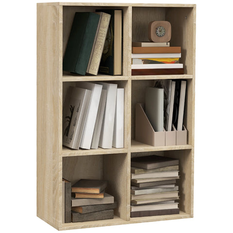 Boekenkasten - Boekenplank - Wandplank - Boekenplank - Opbergrek Organizer - 65,5x30x97,5 cm - 3-niveau - 6 Opbergvakken - voor slaapkamer kantoor - Natuurlijk