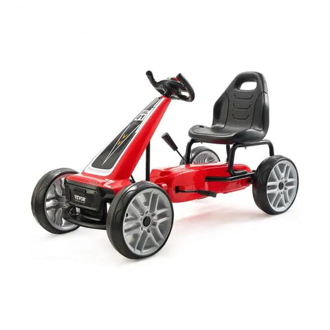 Go Kart voor Kinderen - vanaf 6 Jaar - Trapauto voor Jongens - als een Auto - 4 wielen Metaal + Kunststof -  Off-Road Pedaal Rijden Op Speelgoed - met Verstelbare Stoel - Buiten Raceauto - voor Kinderen - Jongens Geschenken - Rood