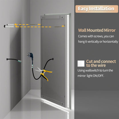 Spiegel - Badkamerspiegel - Make-upspiegel - Vierkant Spiegel - met Dimbare Verlichte - 3 Kleuren - Aanraaksensor - Voorruitverluchting - IP65 Waterdichte - 110-240V - 90 x 90 cm