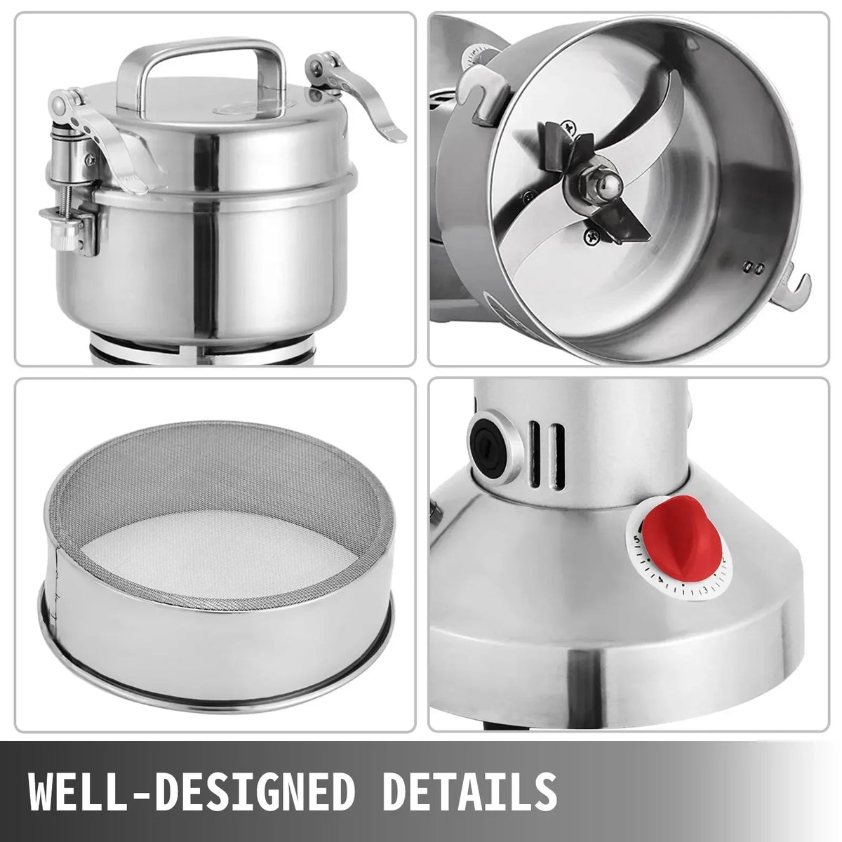VEVOR Electric Grain Grinder Flour Herb Grinder Food grade Stainless Steel Grain Grinder