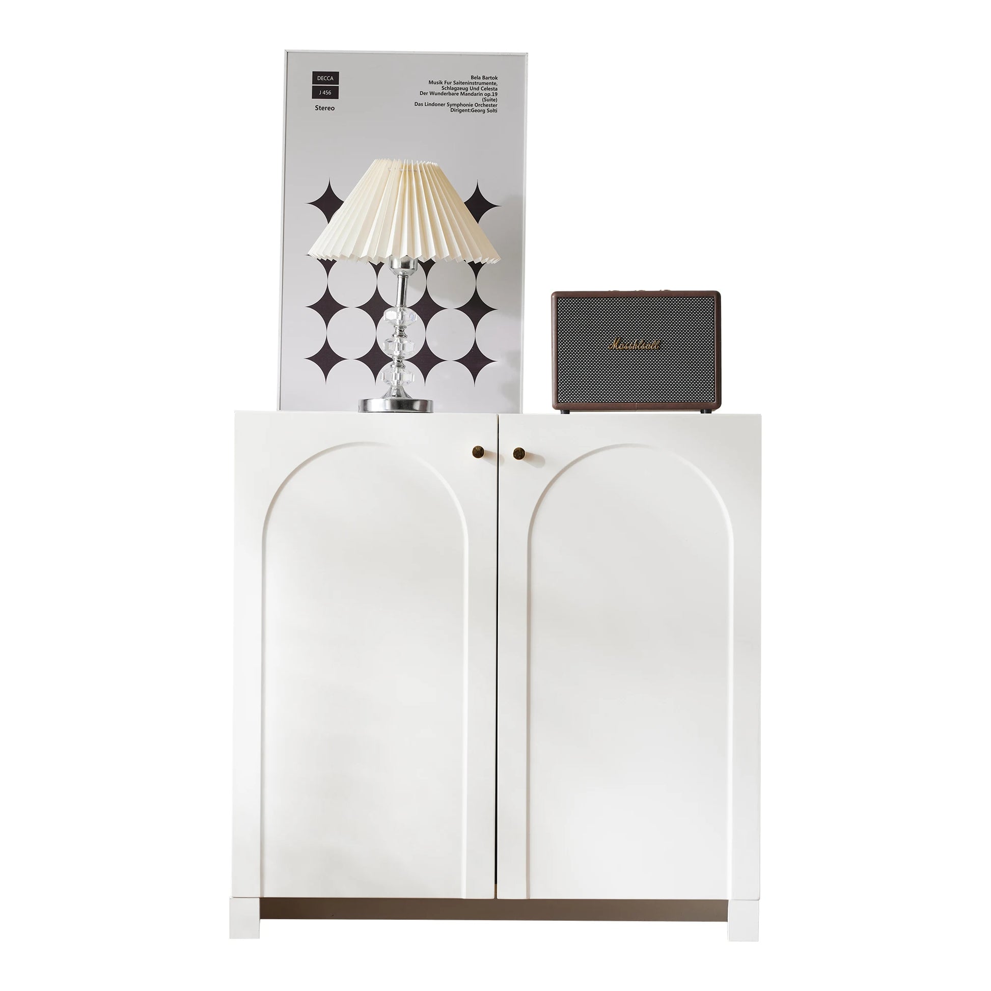 Dressoir - Crème - Commode met twee deuren - Hoge kast - Vrijstaande kast - Afmetingen: 80 x 40 x 80 cm - QUORE