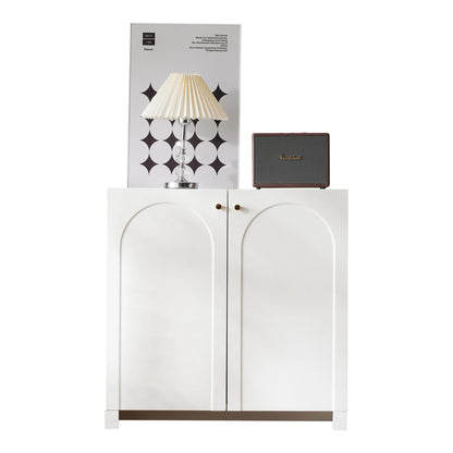 Dressoir - Crème - Commode met twee deuren - Hoge kast - Vrijstaande kast - Afmetingen: 80 x 40 x 80 cm - QUORE