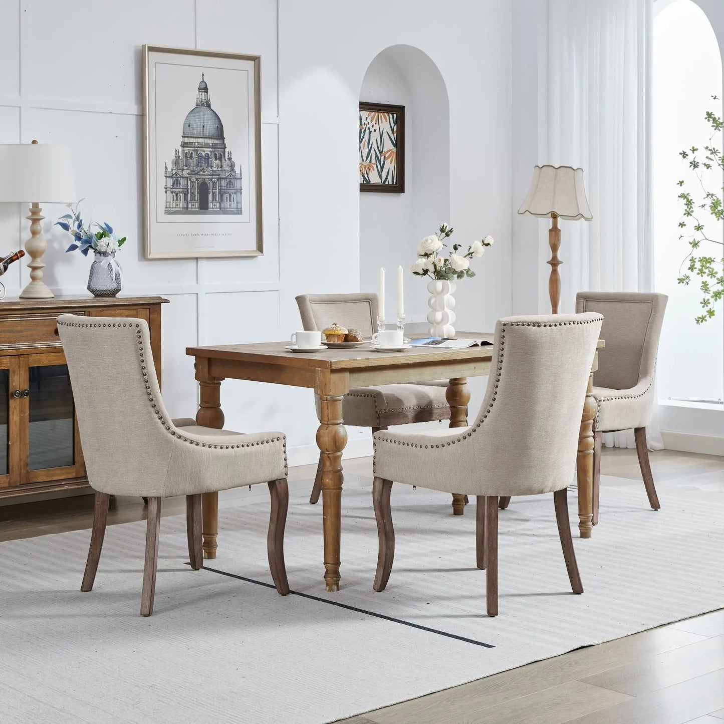 Eetkamerstoel – Stoel – Zithoekstoel – Stoelset – Zwarte Stoel – Set Van 2 – Massief Houten Poten – Comfortabele Dikke Stoffering