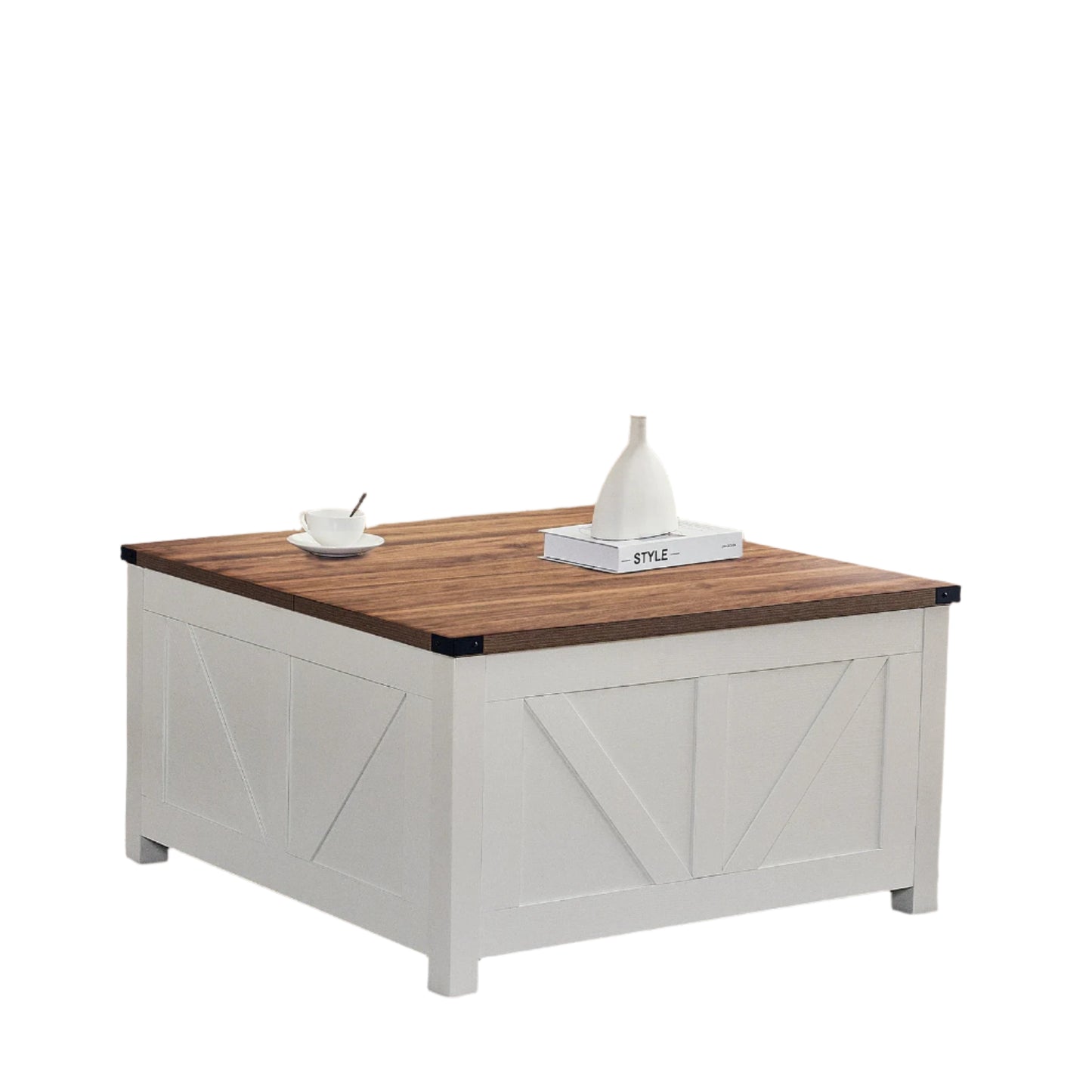 Salontafel – Koffietafel – Opbergtafel – Tafeltje – Houten Tafel – Hydraulisch Liftsysteem – Ingebouwde USB Poorten - 90 x 90 x 50 cm - Walnoot