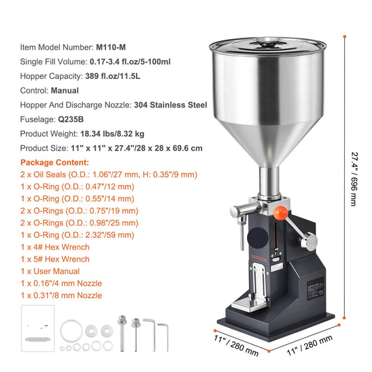 Vloeistof Vulmachine - Handmatige Vulmachine - Vulmachine - Flessen Vuller - Pneumatisch/Handmatig - RVS Machine - Inclusief Voetpedaal Schakelaar - 5 Tot 100 ml - Tot 200 Graden
