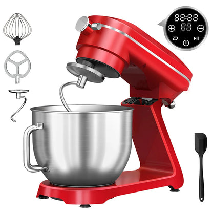 Keukenmixer – Standmixer – Mixmachine – Deegmixer – 7 Liter Roestvrijstalen Kom – 1800 Watt Motor - Rood