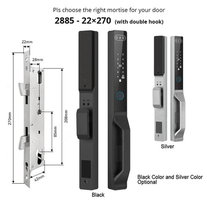 For Euro Mortise of 85/92 3D Face Recognition Smart Door Lock Tuya App Control IP68 Waterpoof Wifi Eletric Digital Smart Lock - QUORE