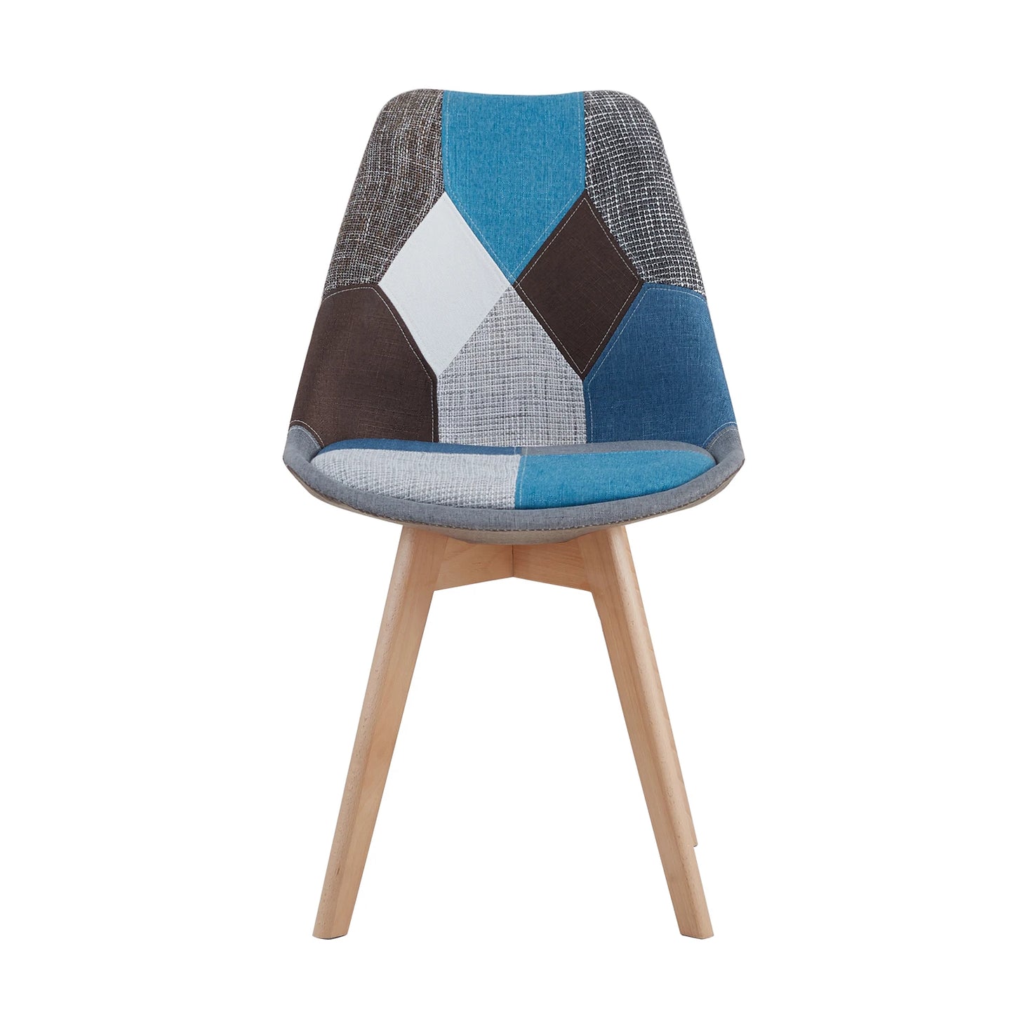 2Pcs/4Pcs Nordic Dining Chairs Colorful Patchwork Chairs with Wooden Legs and padded seat Lounge Chair for Kitchen Living Room