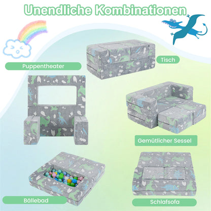 Oplichtende Peuterbank – Modulaire Speelbank voor Kinderen – Afneembare & Wasbare Flanellen Hoes – Kinderbank voor Speelkamer & Kinderkamer