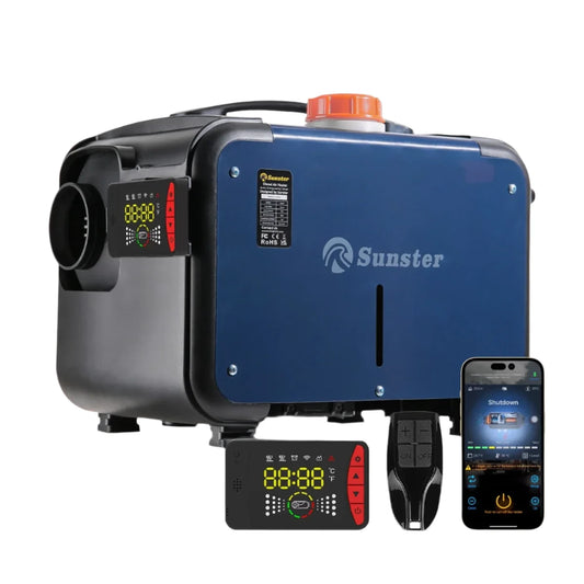 Dieselkachel - Elektrische kachel - Kachel en ventilatoren - Benzineluchtkachel - Bluetooth-appbediening - GEEN stroomadapter - 12V - 8KW - 5L - Blauw