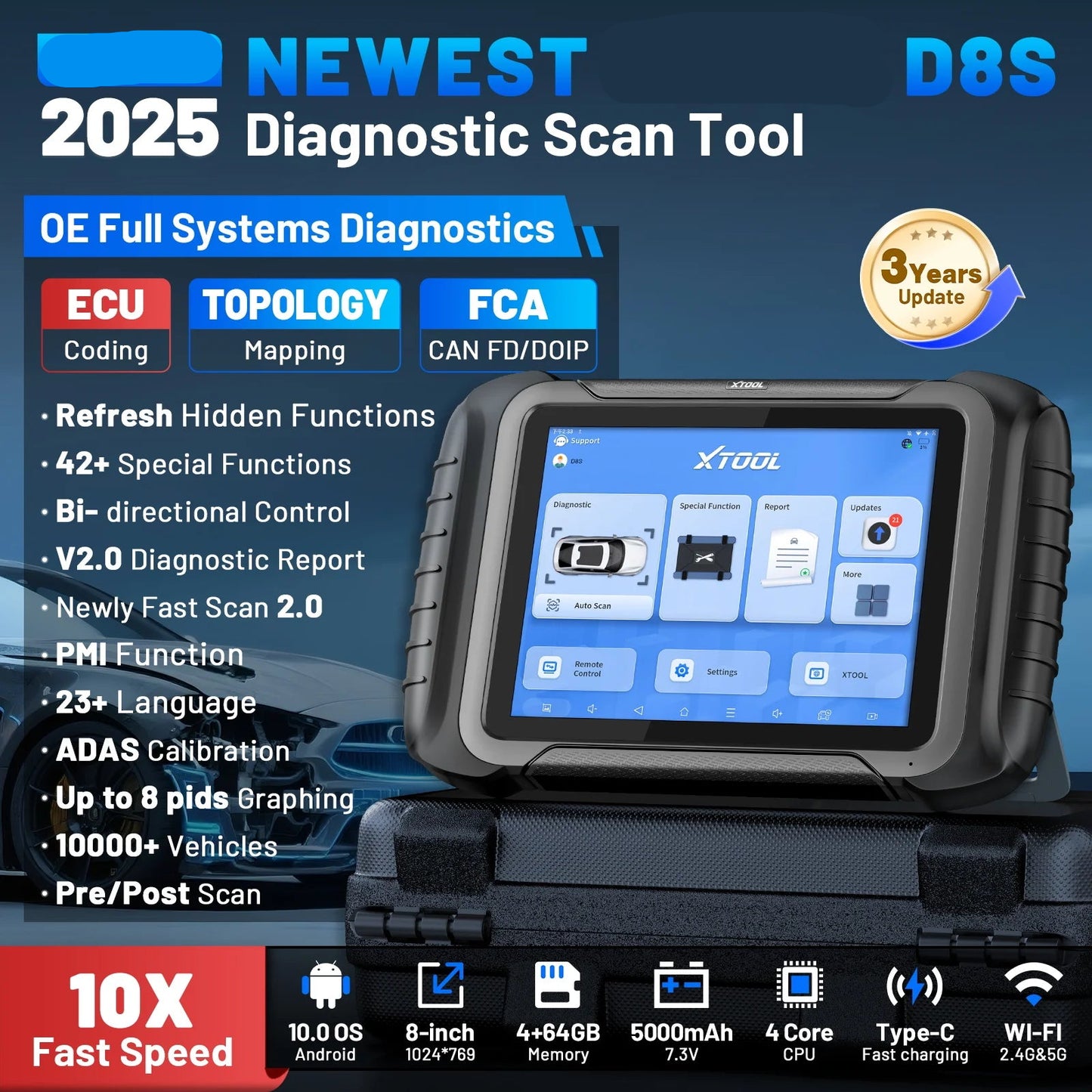 Auto Diagnose Scanner – OBD2 Scanner – Auto Diagnose Tool – Foutcode Lezer – ECU Programmer – 8 Inch Touchscreen – Bi-directionele Besturing – CAN FD & DOIP Ondersteuning - QUORE