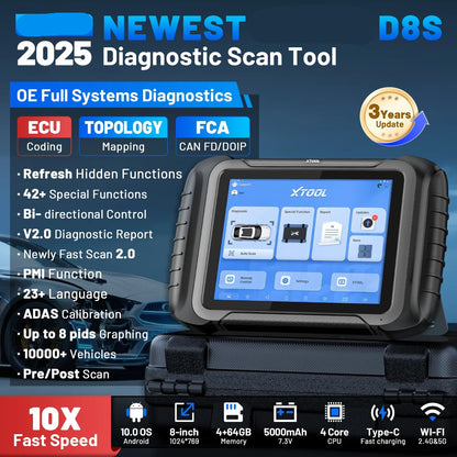 Auto Diagnose Scanner – OBD2 Scanner – Auto Diagnose Tool – Foutcode Lezer – ECU Programmer – 8 Inch Touchscreen – Bi-directionele Besturing – CAN FD & DOIP Ondersteuning - QUORE