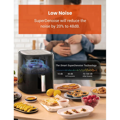 Air Fryer - Airfryer Oven - Hot air fryer - 5L - 1500W - 220-240V - PFAS-free - Fast cooking time - Smokeless cooking - 13 presets and shake reminder - Oil-free hot air fryer - Compatible with APP and voice control - Black