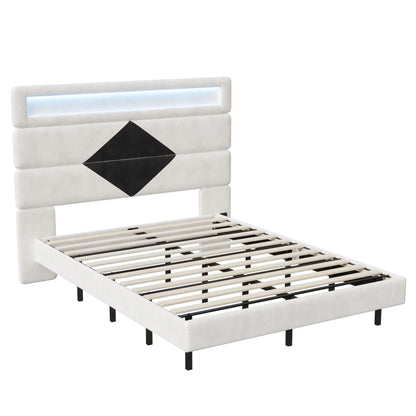 Bedframe – Bed – Slaapkamermeubel – Ledikant – Houten Frame – Velvet Hoofdbord – 140 Cm En 160 Cm Breed