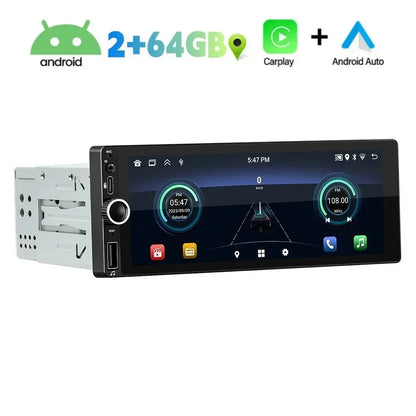 1 Din Android Autoradio – Auto Navigatie Systeem – Bluetooth Radio – CarPlay Android Auto – GPS Navigatie – 6,86 Inch Touchscreen – Android 13 Besturingssysteem