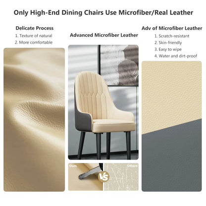 Set of 2 Dining Chairs - Chair - Faux Leather Chairs - High Back - Modern - Mid-century Design - Wooden Legs - 52x49x90cm - White