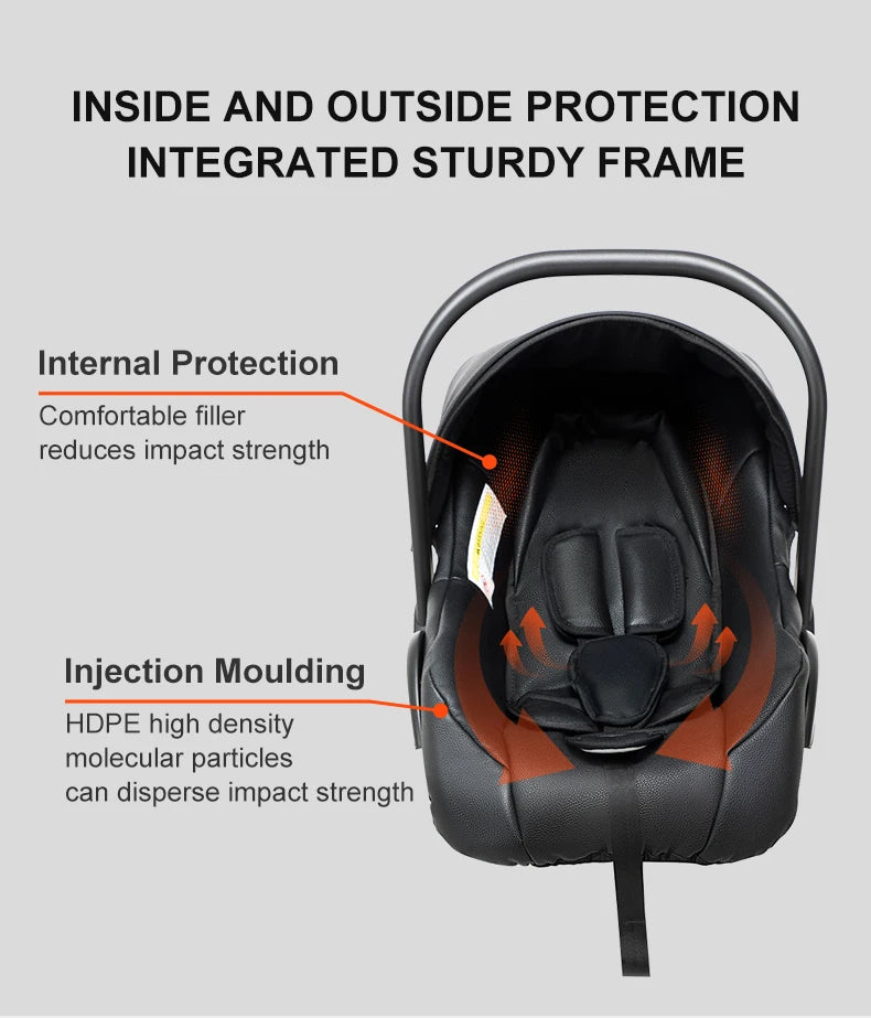 Kinderwagen - Babywagen - Buggy - Wandelwagen - 3-in-1 - met Reiswieg - en Autostoel - Opvouwbare Babystoel - Lichtgewicht - voor Baby's - en Peuters - Oranje