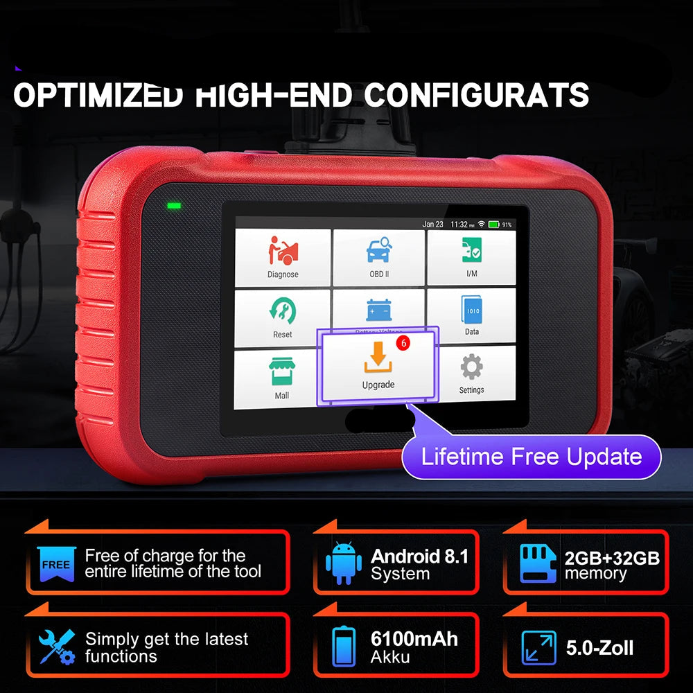 OBD2 Scanner - OBD - Uitleesapparatuur Auto - Diagnosecomputer - Storing Verwijderen - Auto Accessoires - Auto Uitlezen - 12 Reset Services - Systeem Scanner - 5" Touchscreen